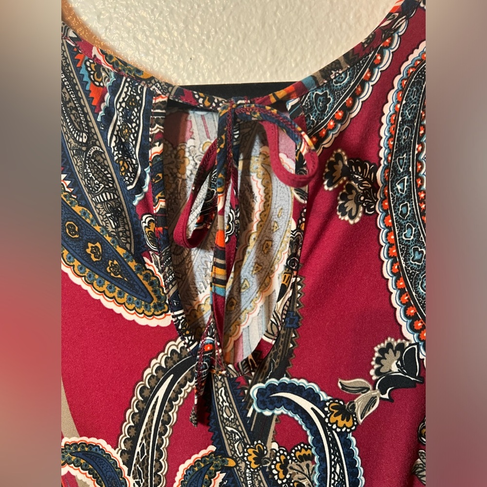 Paisley Burgundy Print Wide-Leg Jumpsuit (14-16) - Picture 3 of 9